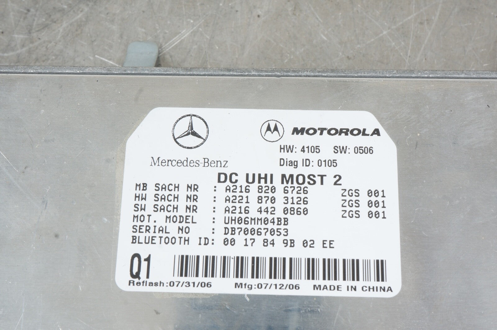 07-10 Mercedes W221 S550 CL550 CL600 Bluetooth Communication Module OEM 