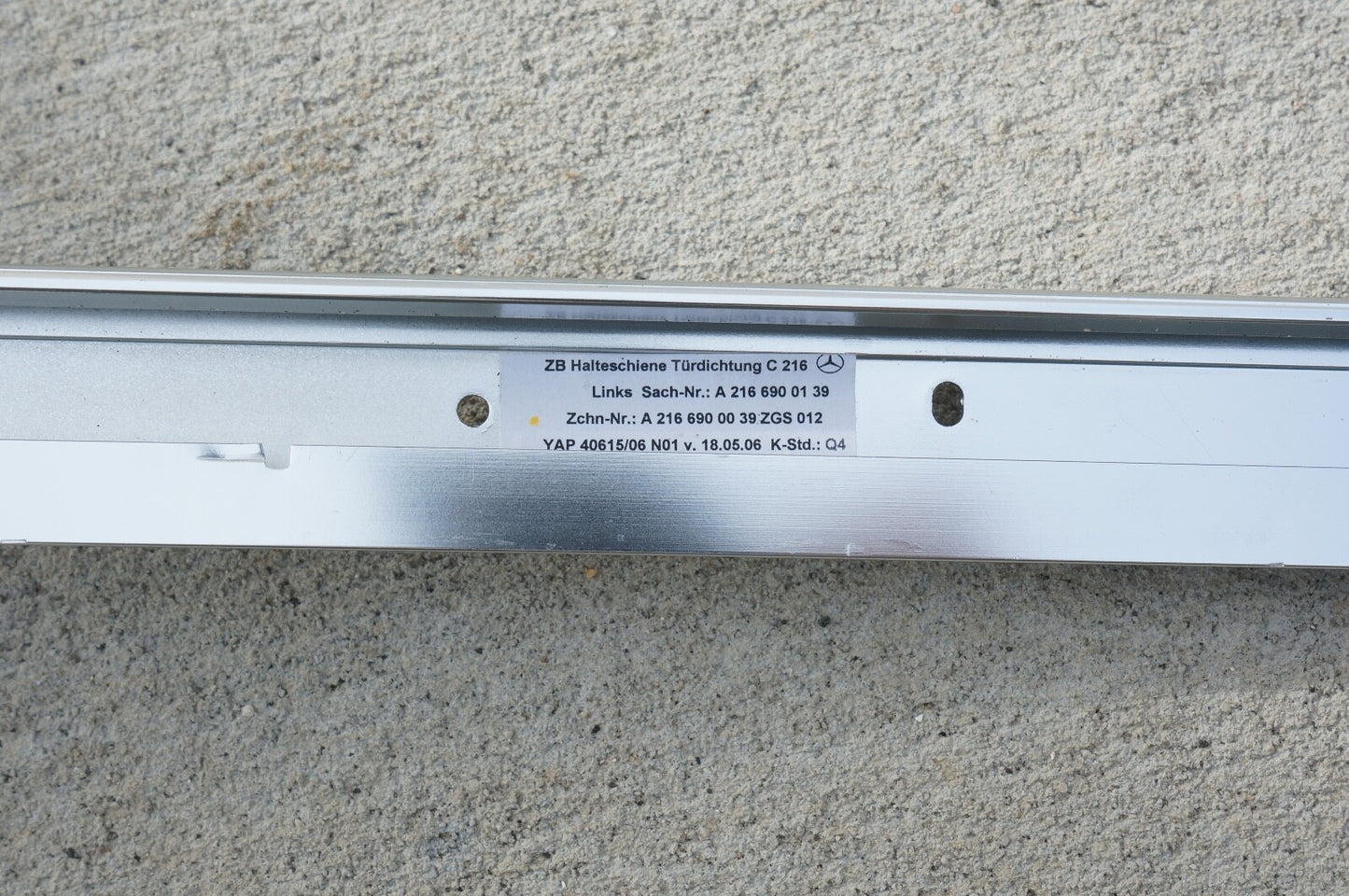 07-14 Mercedes W216 CL550 CL65 Roof Rail Door Upper Molding Trim Chrome LEFT