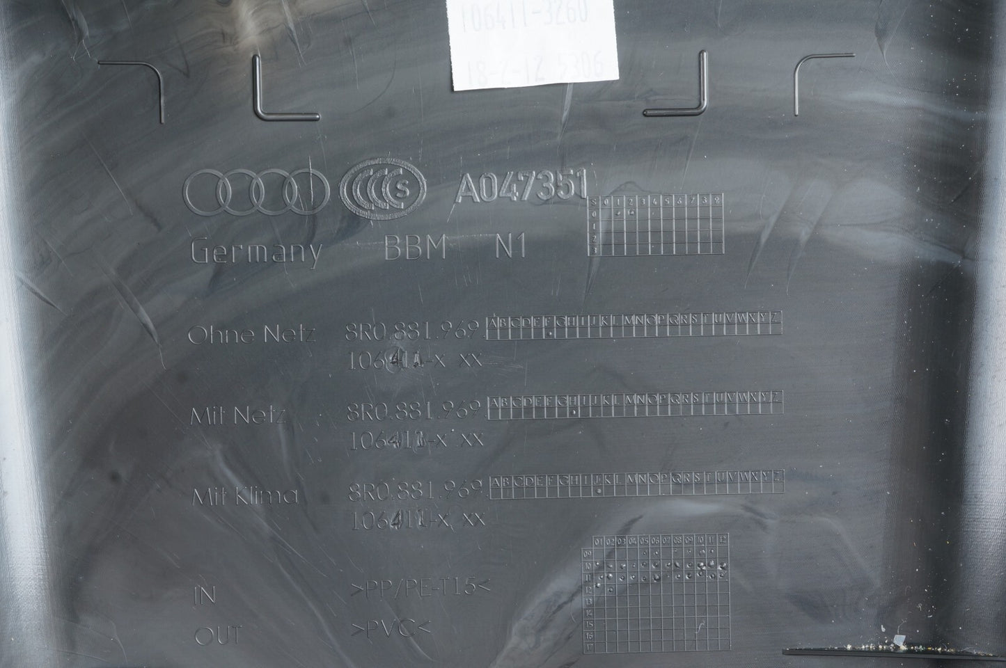 2012 - 2017 AUDI A7 FRONT SEAT BACK COVER TRIM RIGHT PASSENGER OEM