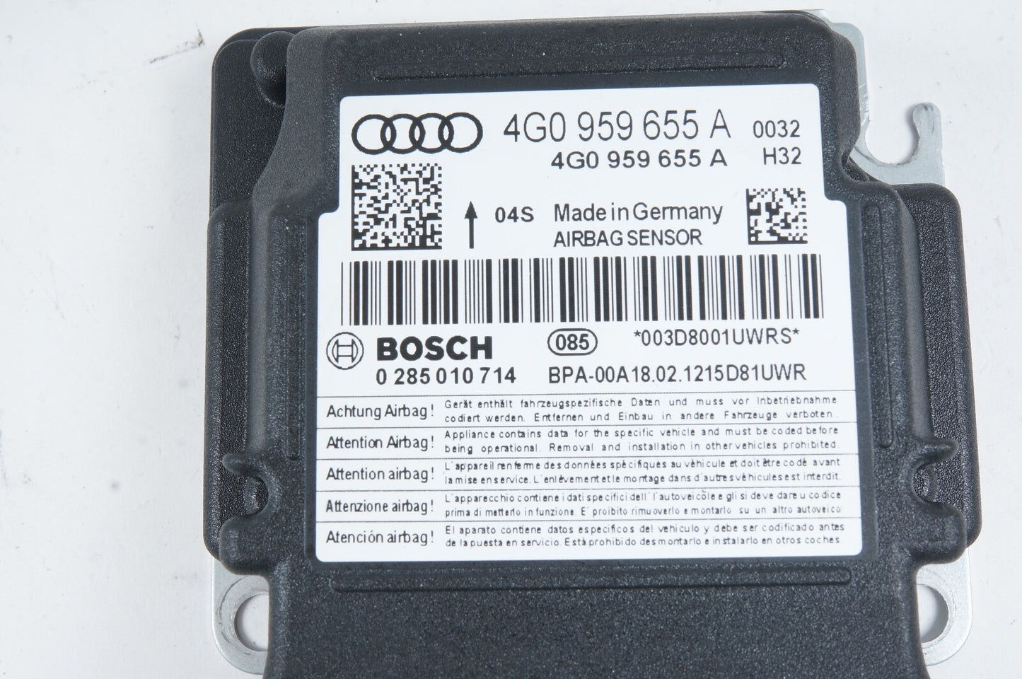 2012 - 2017AUDI A6 A7  RESTRAINT DIAGNOSTIC COMPUTER MODULE UNIT 4G0959655