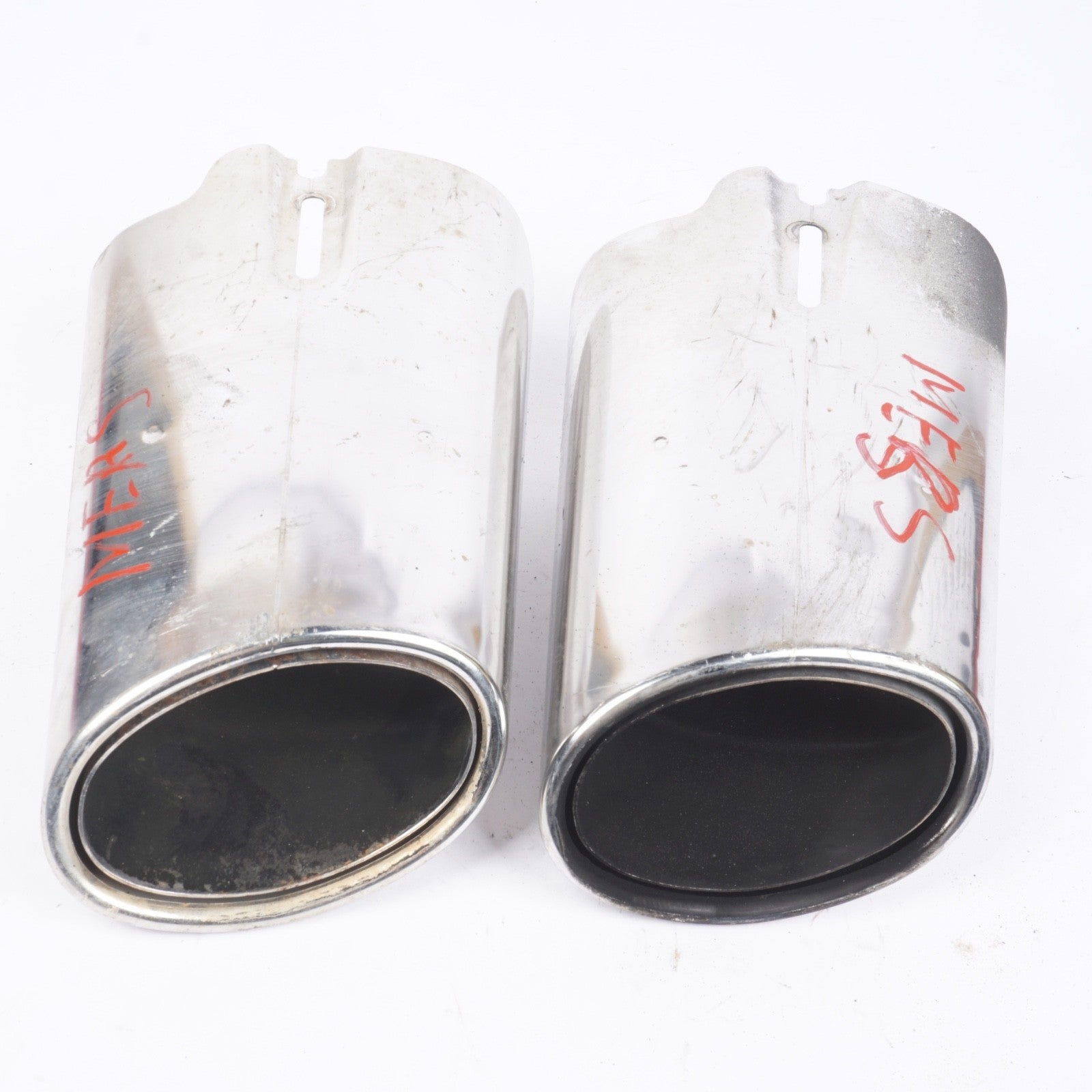 10-13 Mercedes W212 W204 E350 Chrome Exhaust Tip Cover Set Pair OEM