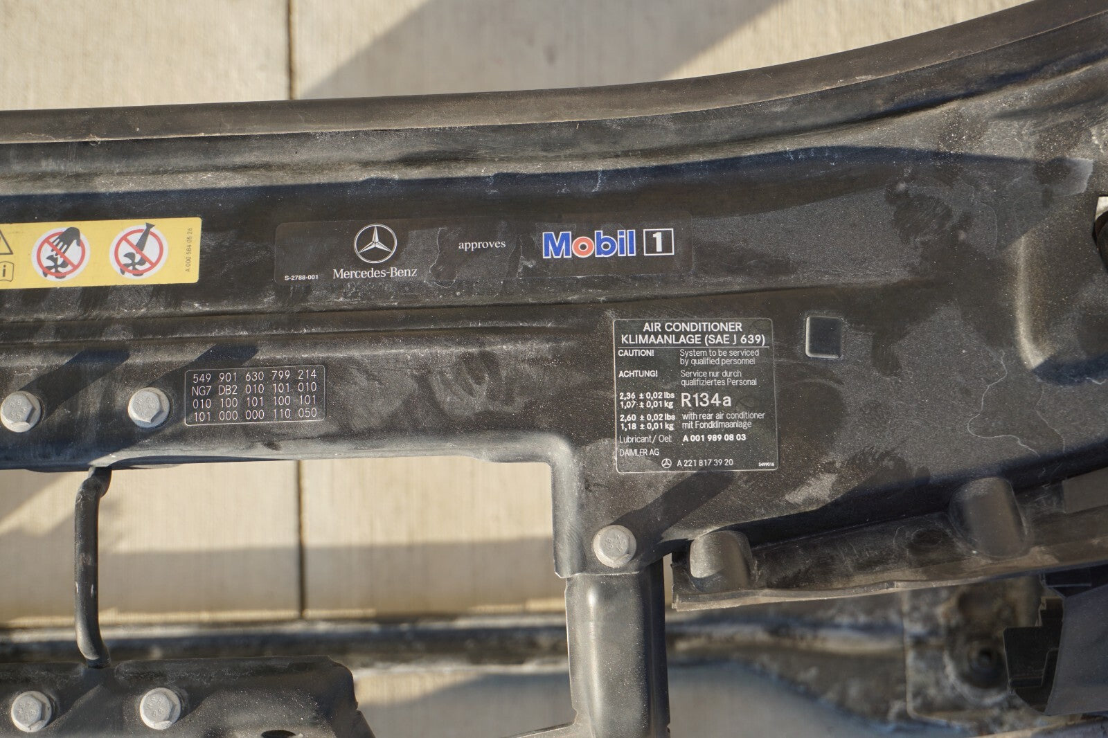 07-13 Mercedes S350 S550 Radiator Support Headlight Reinforcement Bracket OEM