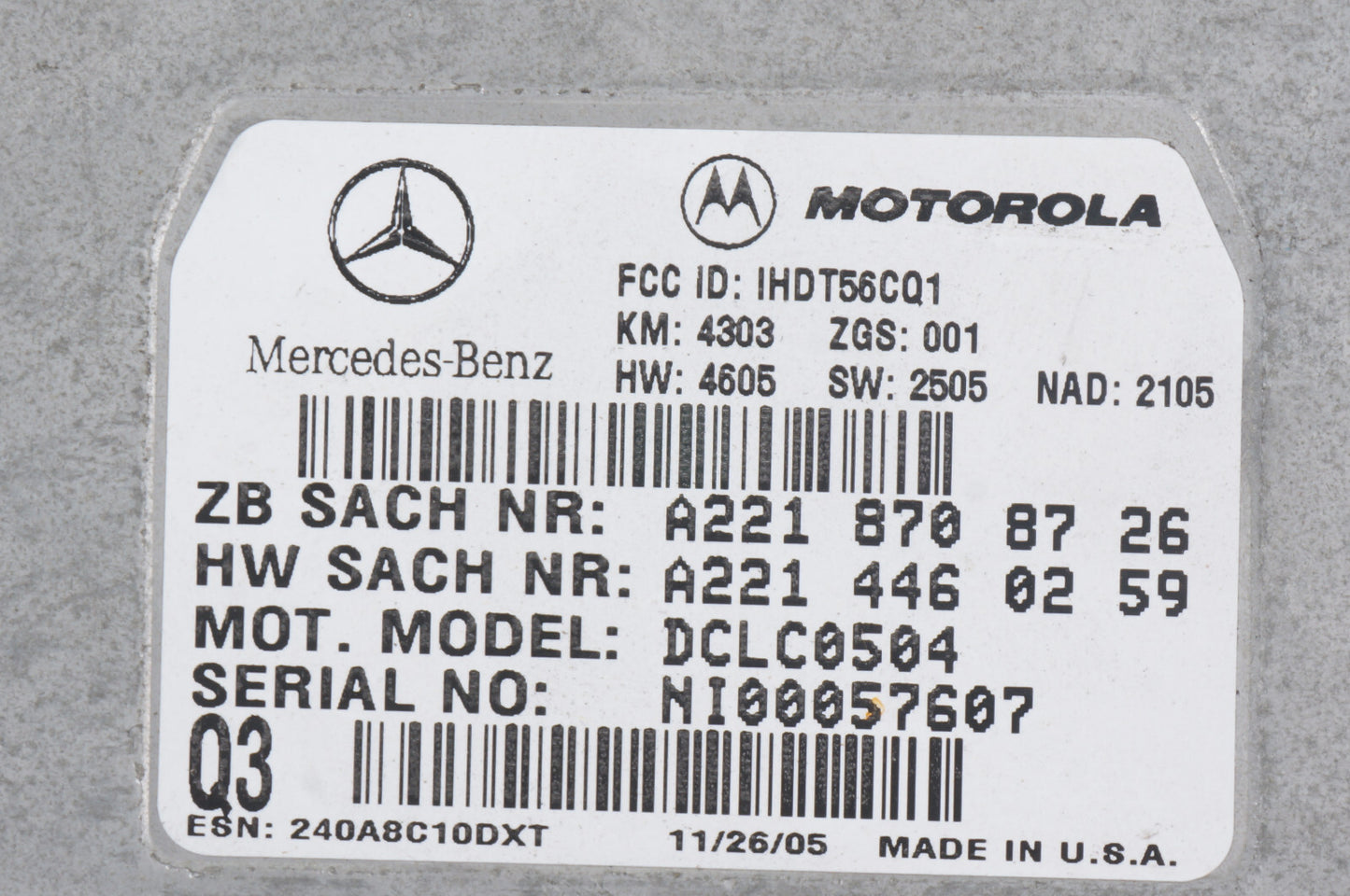 07-09 MERCEDES ML350 S550 CL550 GL320 COMMUNICATION CONTROL MODULE OEM