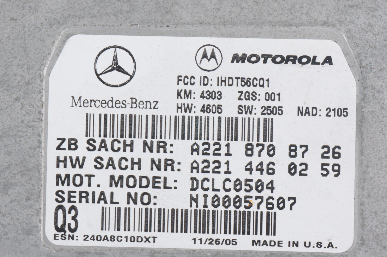 07-09 MERCEDES ML350 S550 CL550 GL320 COMMUNICATION CONTROL MODULE OEM