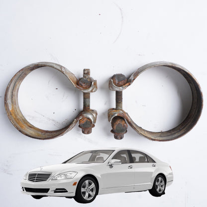 12-13 MERCEDES S550 W221 FRONT LEFT OR RIGHT MUFFLER PIPE CLAMP OEM SET OF 2