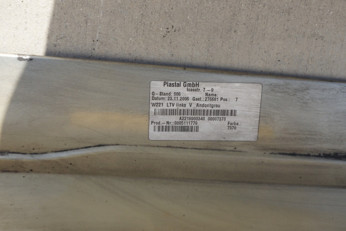 07-14 Mercedes W216 CL600 CL550 Left Driver Side Skirt Rocker Panel