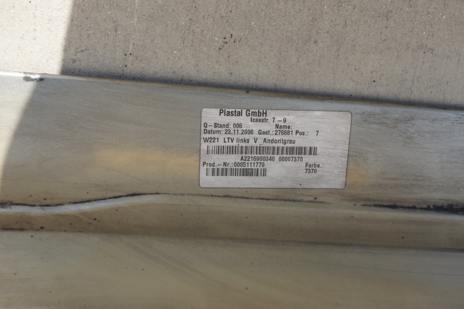 07-14 Mercedes W216 CL600 CL550 Left Driver Side Skirt Rocker Panel