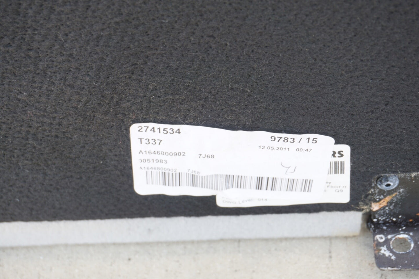06-11 MERCEDES W164 ML63 AMG REAR TRUNK FLOOR MAT CARGO PANEL COVER
