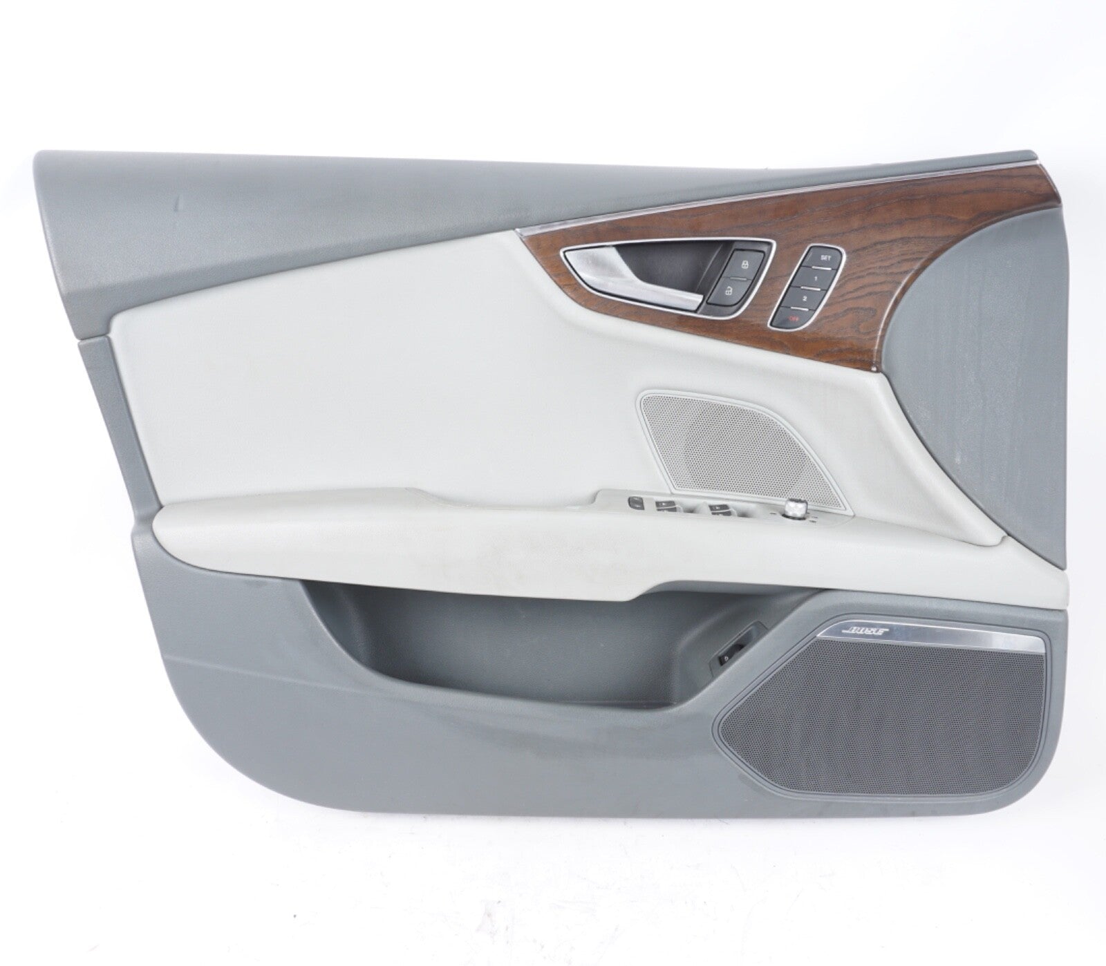 2012-2015 AUDI A7 FRONT LEFT DOOR TRIM PANEL GRAY LEATHER OEM