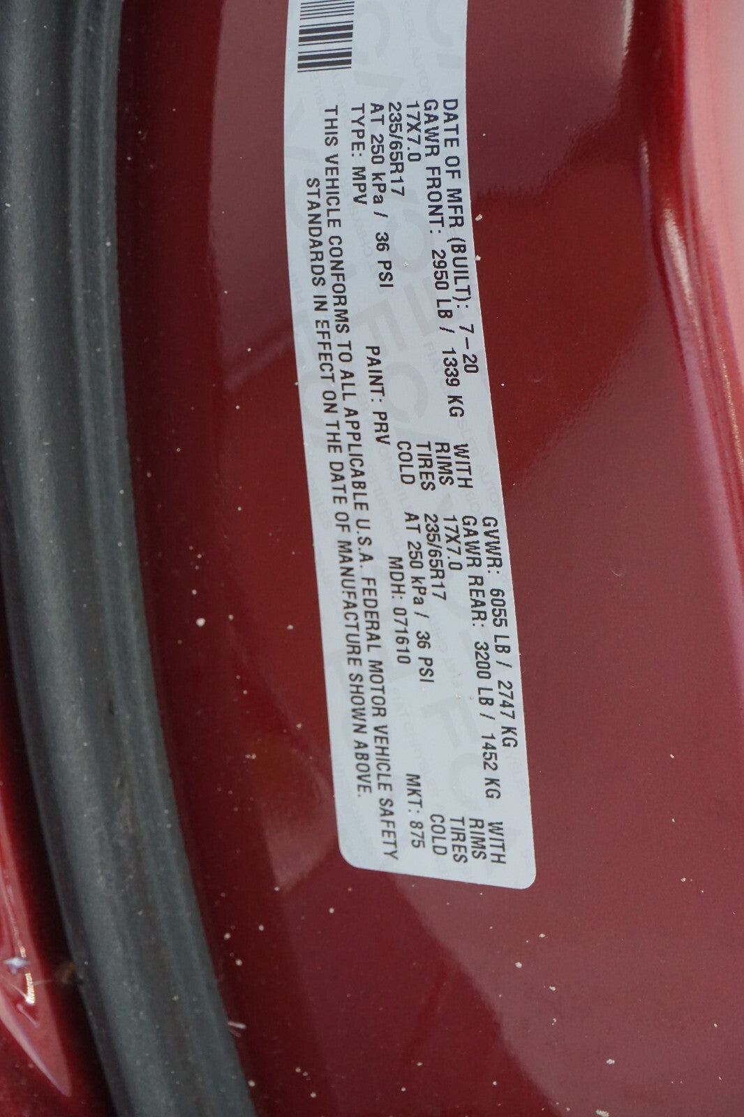 17-22 CHRYSLER PACIFICA FRONT LEFT DRIVER SIDE DOOR SHELL OEM