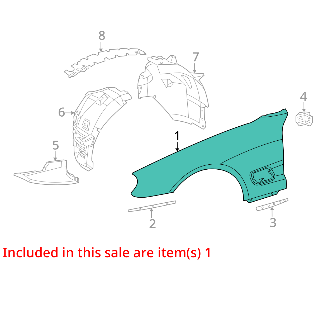 2003 Mercedes R230 SL500 SL55 fender, left 03-08 SL500 SL600 SL65 AMG 2308800118