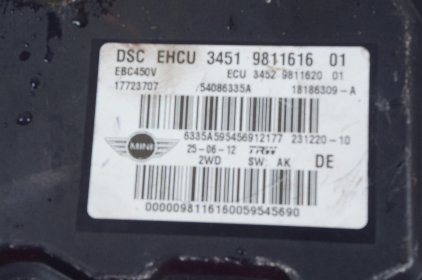 2011-2015 Mini Cooper 2WD ABS ANTI LOCK BRAKE PUMP 9811616 OEM