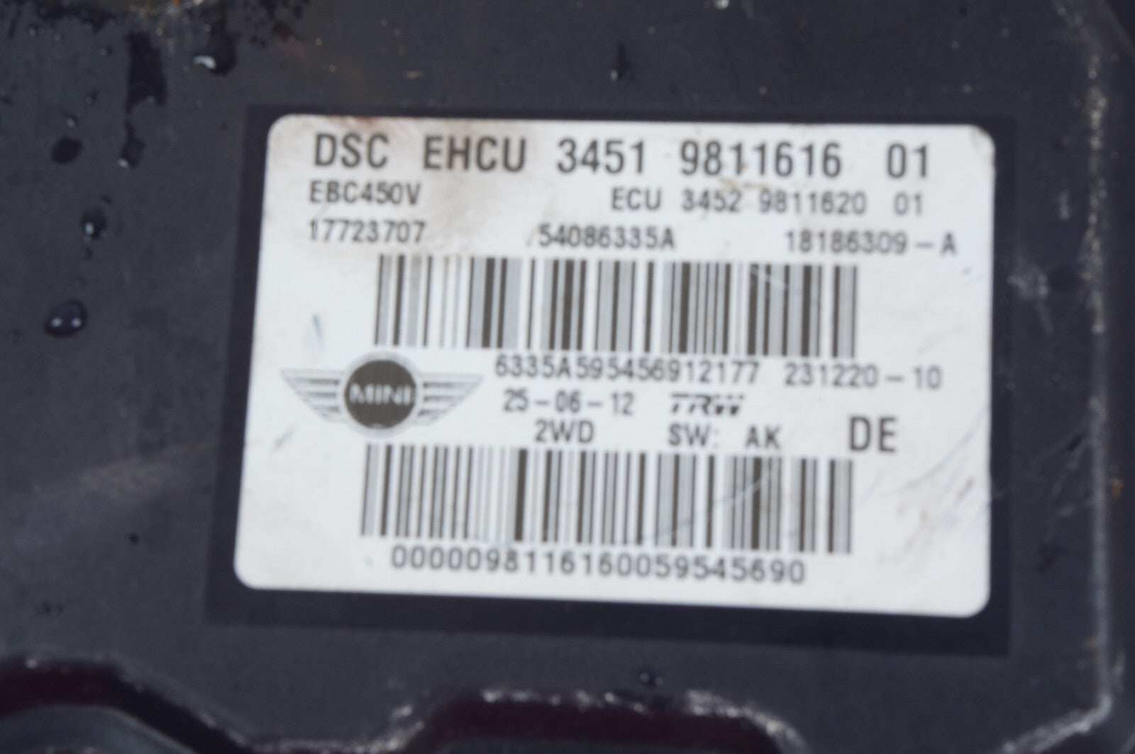 2011-2015 Mini Cooper 2WD ABS ANTI LOCK BRAKE PUMP 9811616 OEM
