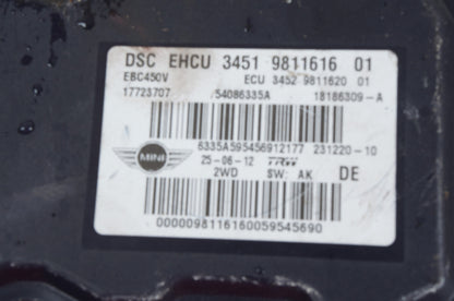 2011-2015 Mini Cooper 2WD ABS ANTI LOCK BRAKE PUMP 9811616 OEM