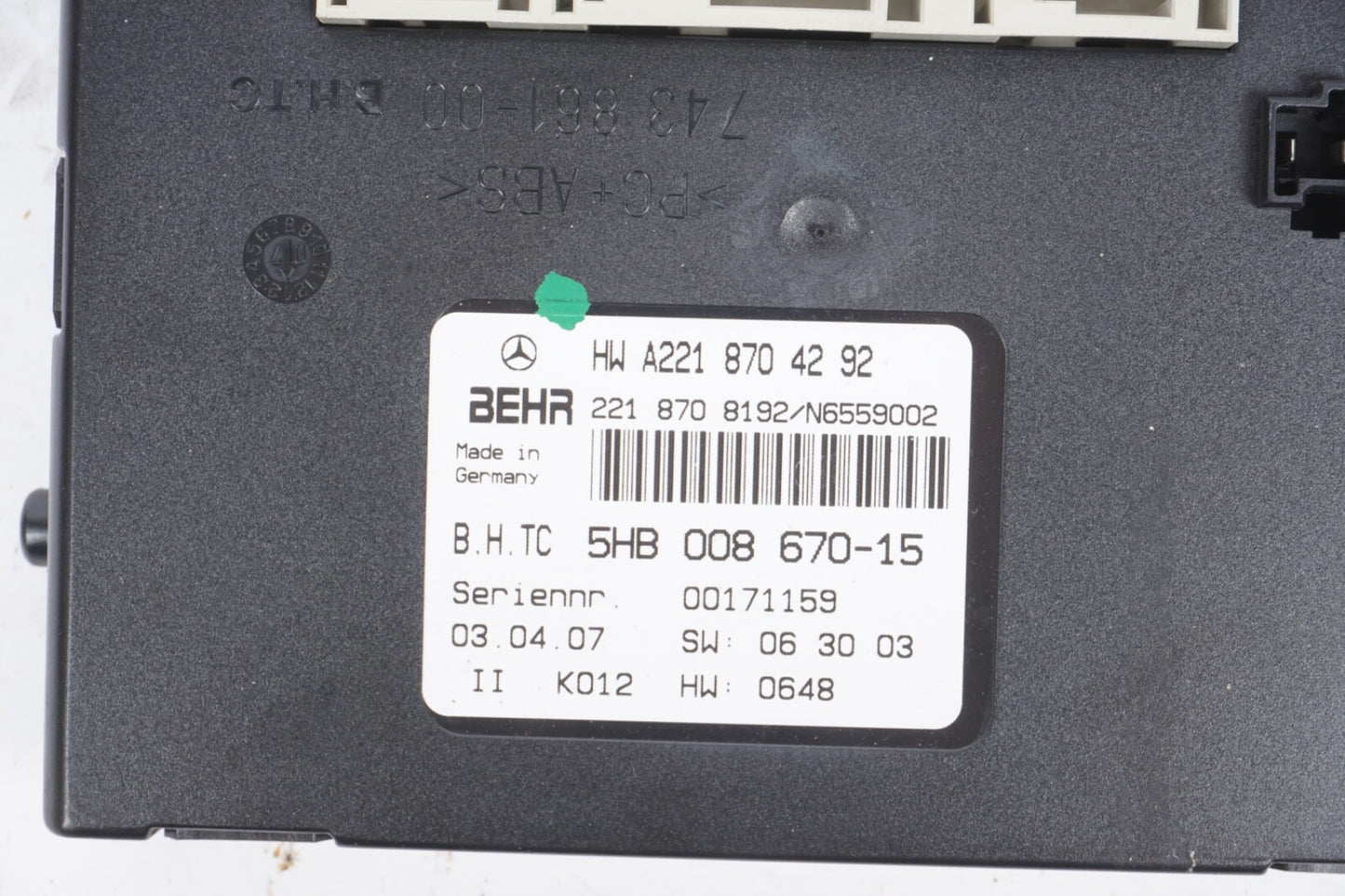 07-14 Mercedes W221 S550 CL550 AC A/C Heater Control Module 2218709987 OEM