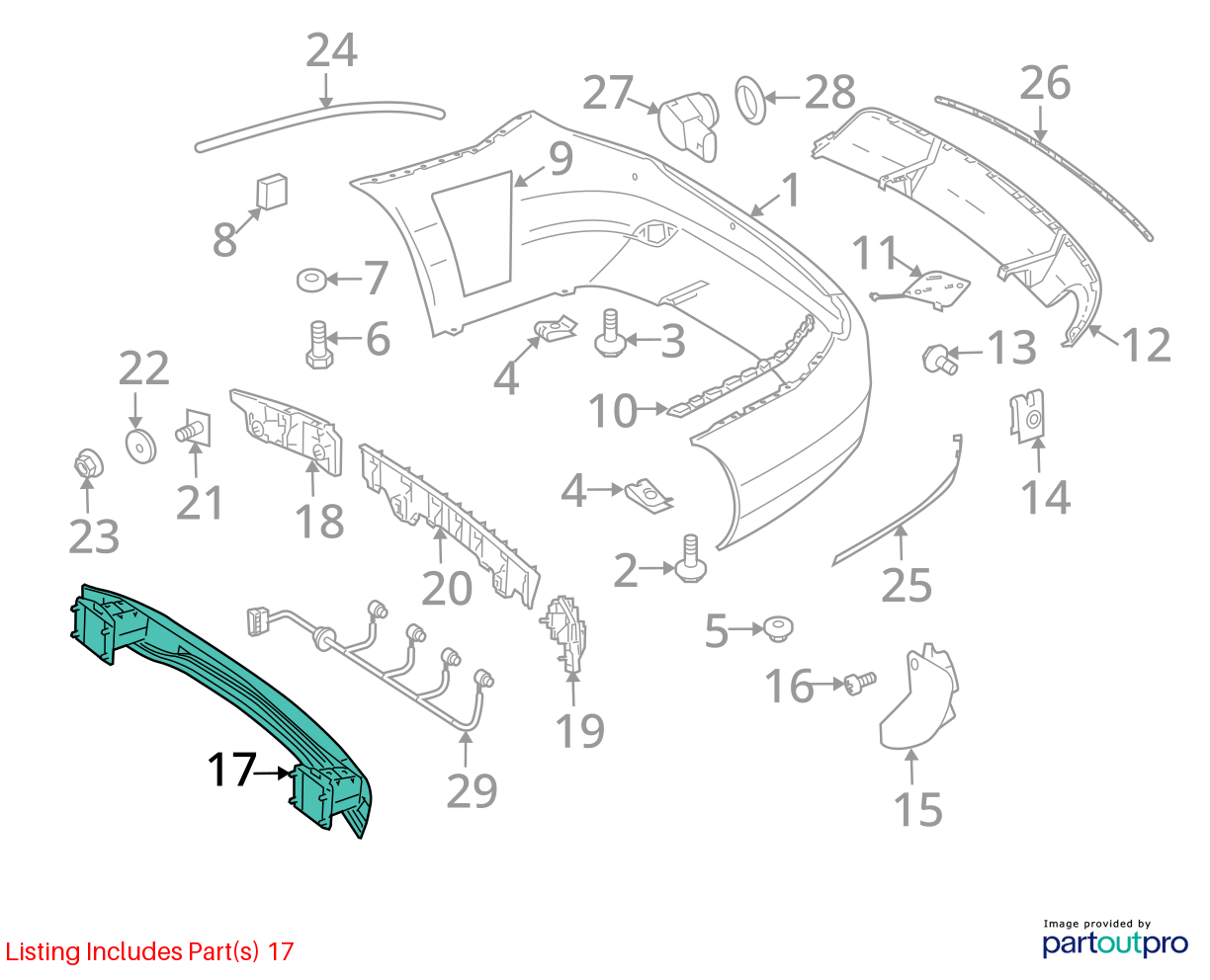 08-11 Mercedes-Benz C300 Rear Bumper Reinforcement Impact Bar Beam  OEM