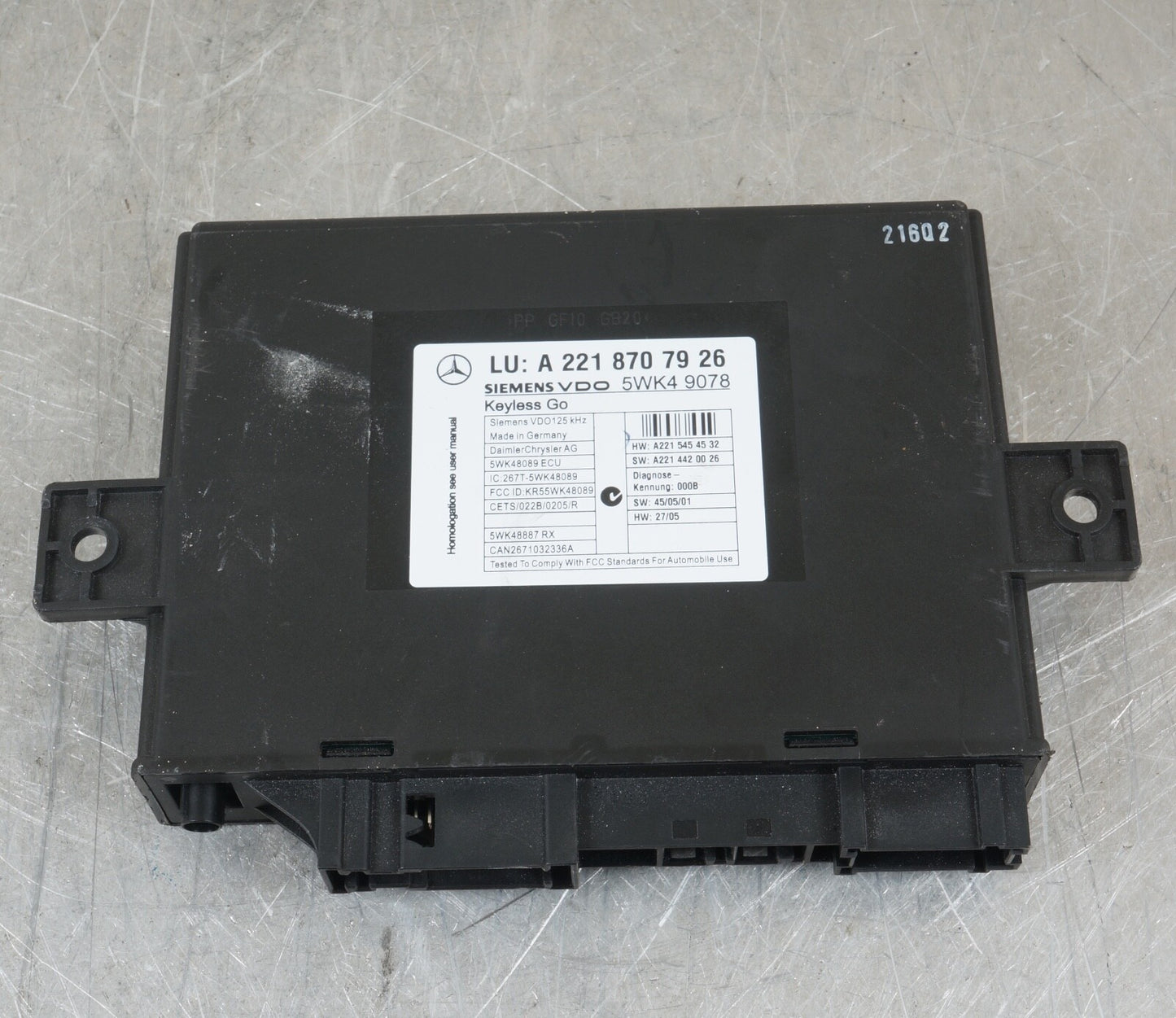 07-10 MERCEDES BENZ S 550 THEFT LOCKING KEYLESS ENTRY CONTROL MODULE UNIT OEM