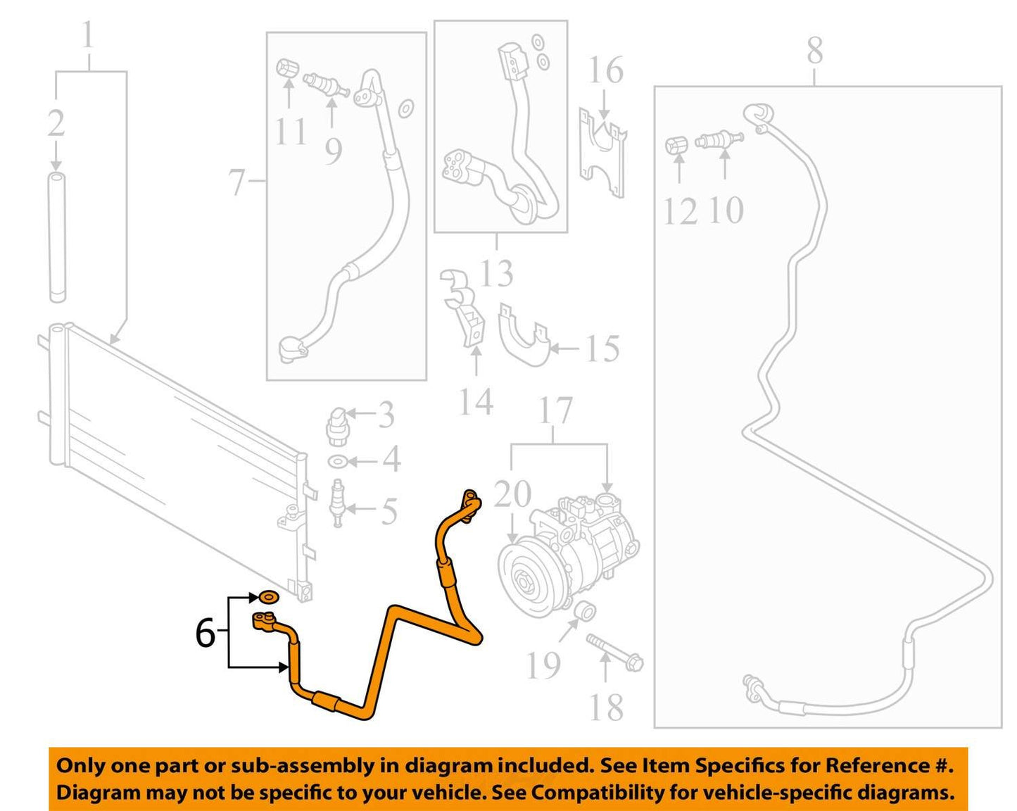 12-15 AUDI A7 A6 3.0L Air Conditioning Discharge Line AC Hose 4G0260701K