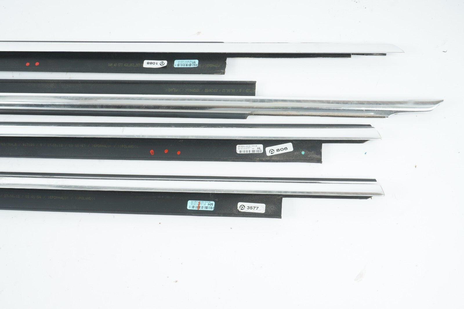 2012 - 2017 AUDI A7 DOOR WINDOW BELT MOLDING FRONT & REAR SET OEM