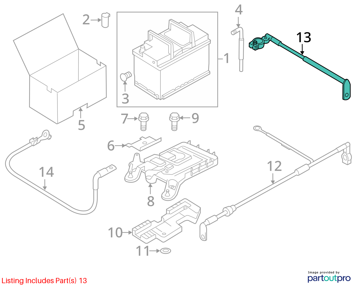 2012-2019 Volkswagen Passat Negative Battery Ground Cable 5C0971235B OEM