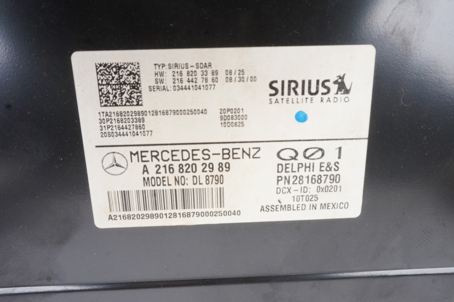 08-11 Mercedes C300 W204 Sirius Satellite Receiver A2168202989  OEM