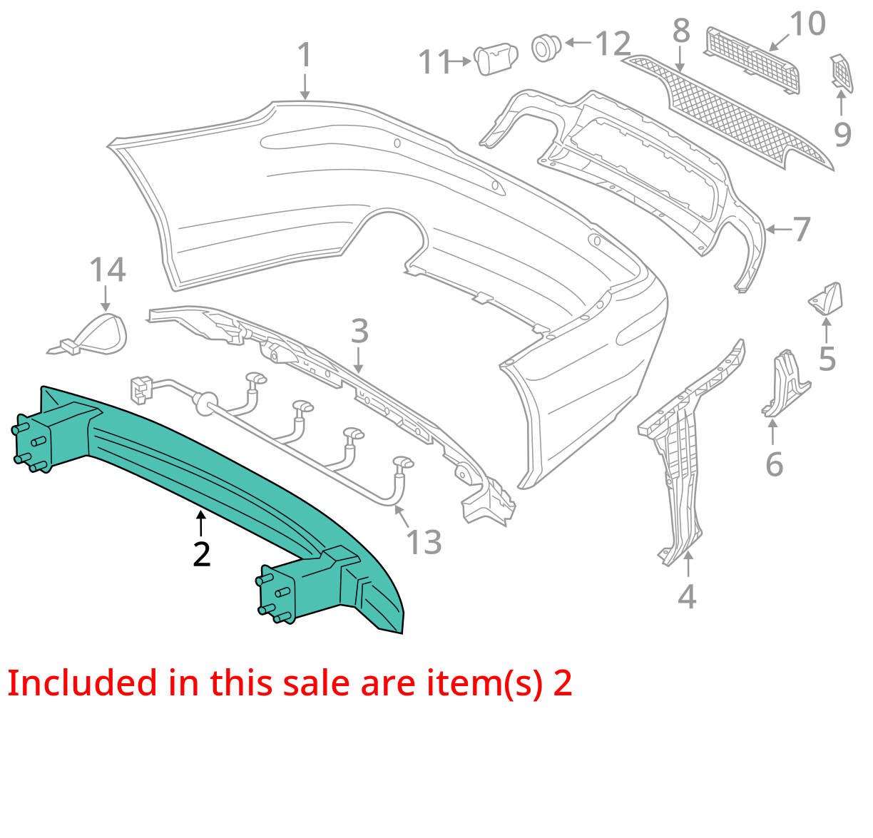 2003 MERCEDES SL500 R230 ROADSTER REAR BUMPER REINFORCEMENT BAR