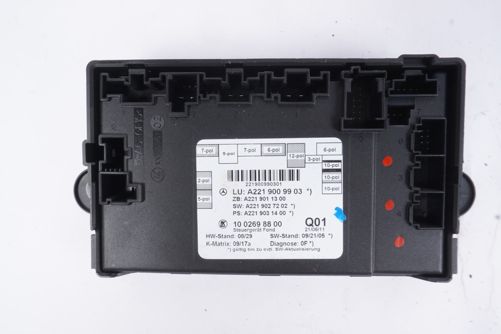 07-13 Mercedes W221 S550 S65 AMG Rear Door Control Module 2219009903 OEM