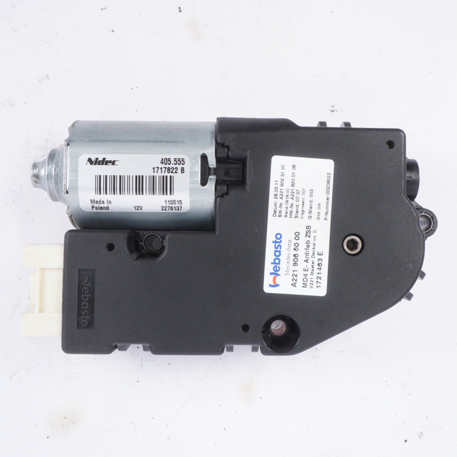 2007 - 13 Mercedes S550 S600 S400 W221 Upper Sunroof Sun Roof Motor A2219066000