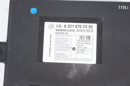 07-10 Mercedes W221 S65 AMG CL550 S400 Keyless Go Control Module 2218702392 OEM