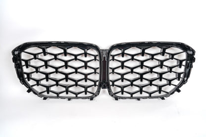 For 2019 - 2022 BMW X5 G05 Diamond Glossy Black Front Bumper Mesh Grille Grill