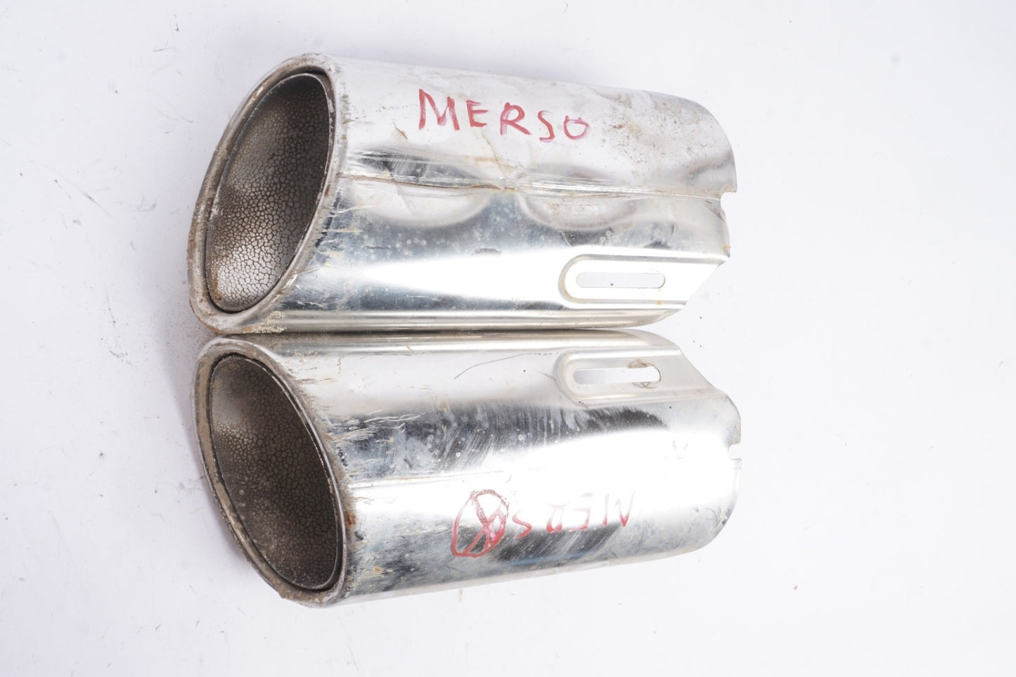 08-16 Mercedes W204 C350 E350 Rear Bumper Exhaust Muffler Tips Set of 2 OEM