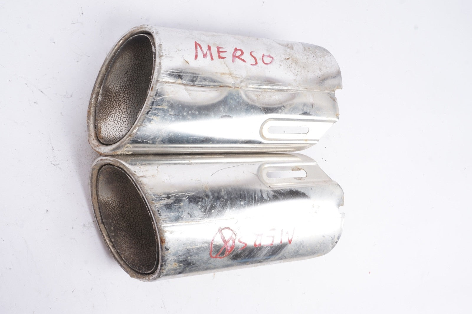 08-16 Mercedes W204 C350 E350 Rear Bumper Exhaust Muffler Tips Set of 2 OEM