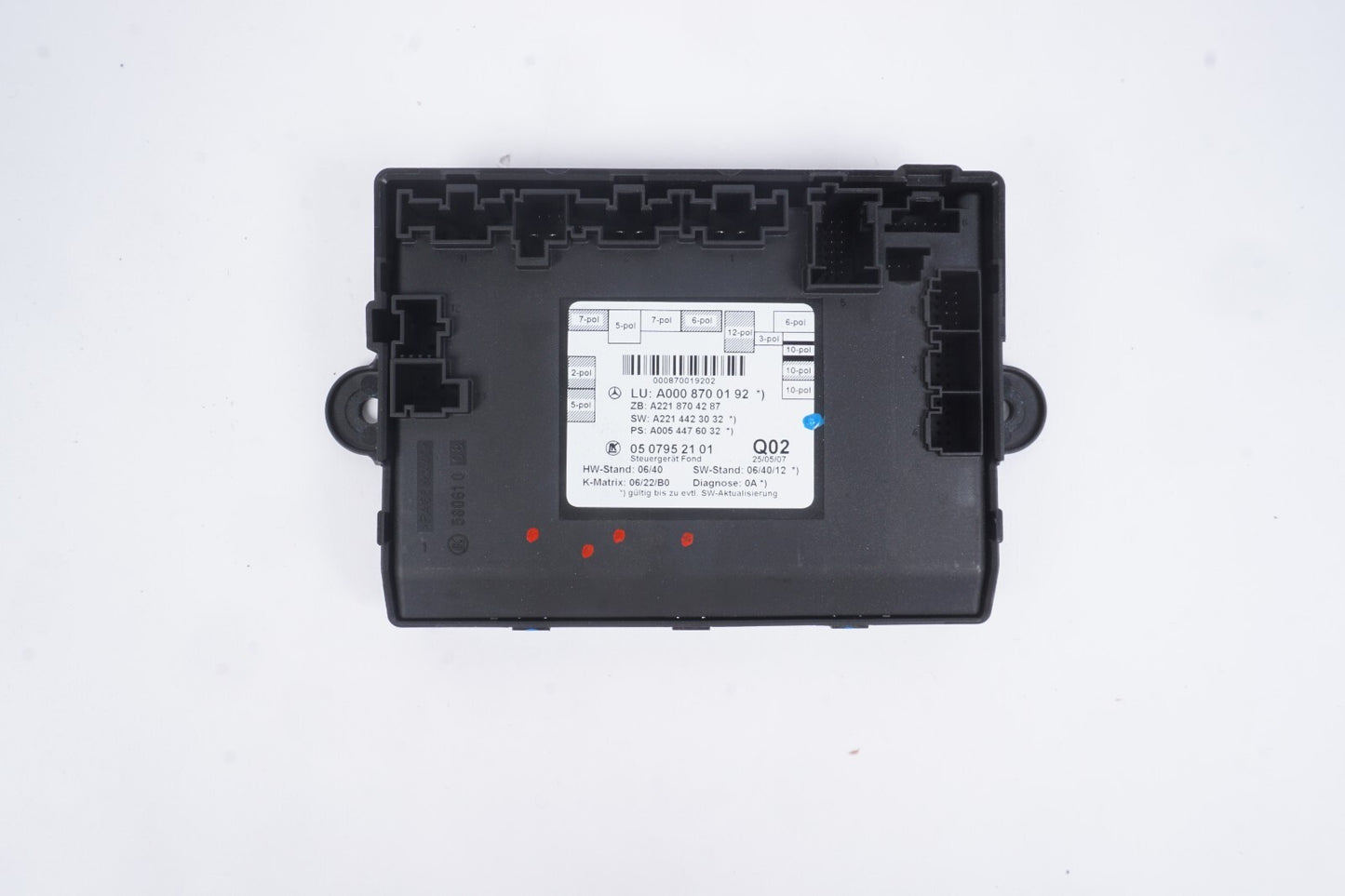 07-13 Mercedes W221 S550 S63 Rear Right Passenger Side Door Control Module OEM