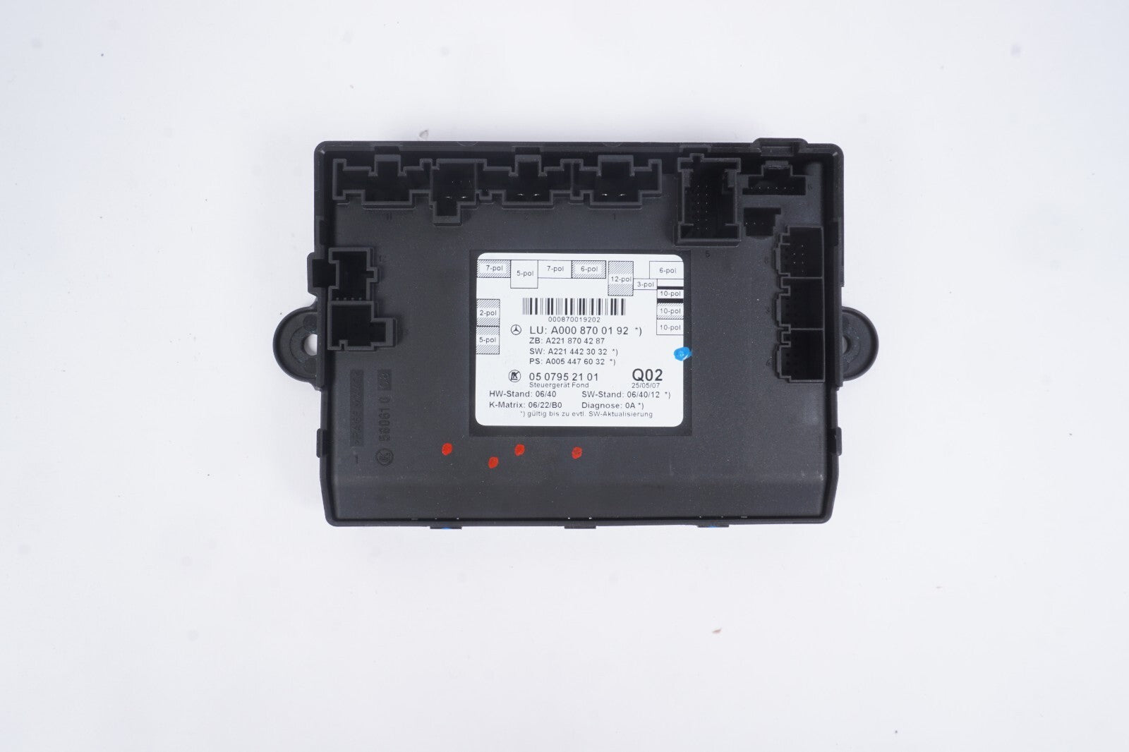 07-13 Mercedes W221 S550 S63 Rear Right Passenger Side Door Control Module OEM