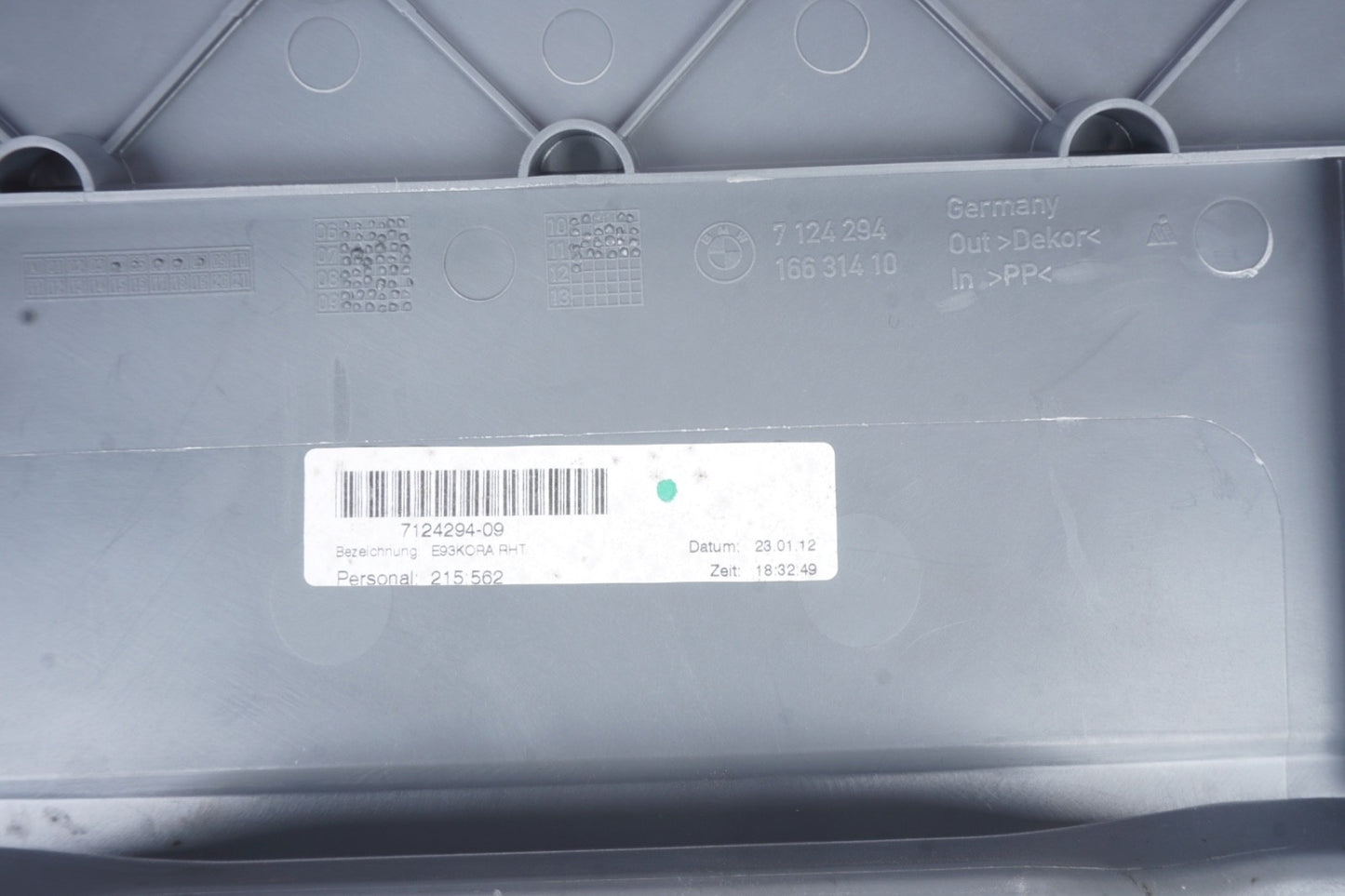 2007-2013 BMW E93 328i 335i M3 CONVERTIBLE REAR FLOOR CARPET TRUNK COMPARTMENT