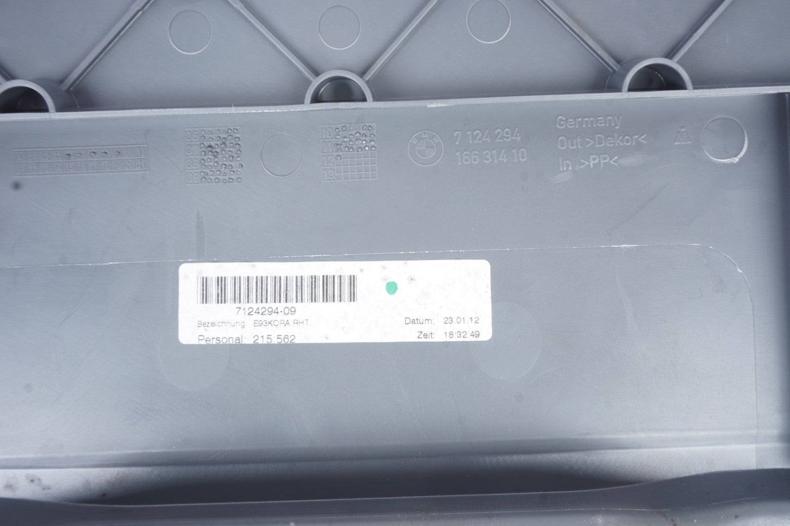 2007-2013 BMW E93 328i 335i M3 CONVERTIBLE REAR FLOOR CARPET TRUNK COMPARTMENT