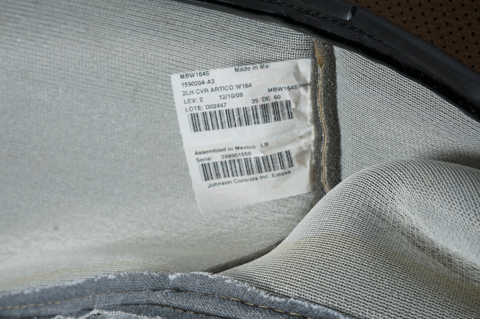 06-11 Mercedes ML350 ML500 REAR LEFT DRIVER SIDE SEAT CUSHION COVER LOWER OEM