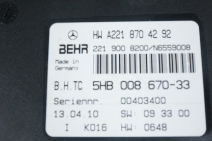 07-14 Mercedes W216 CL550 S550 AC A/C Heater Control Module 2218704192 OEM
