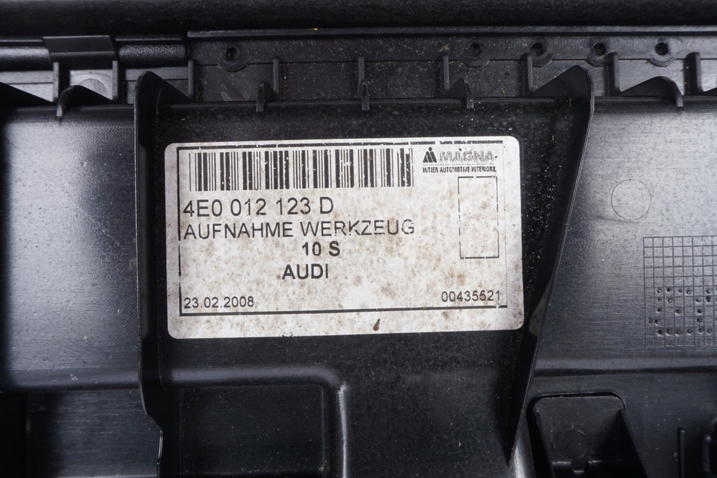 2004 - 2010 Audi A8 Quattro Tool Kit Compartment Assembly OEM