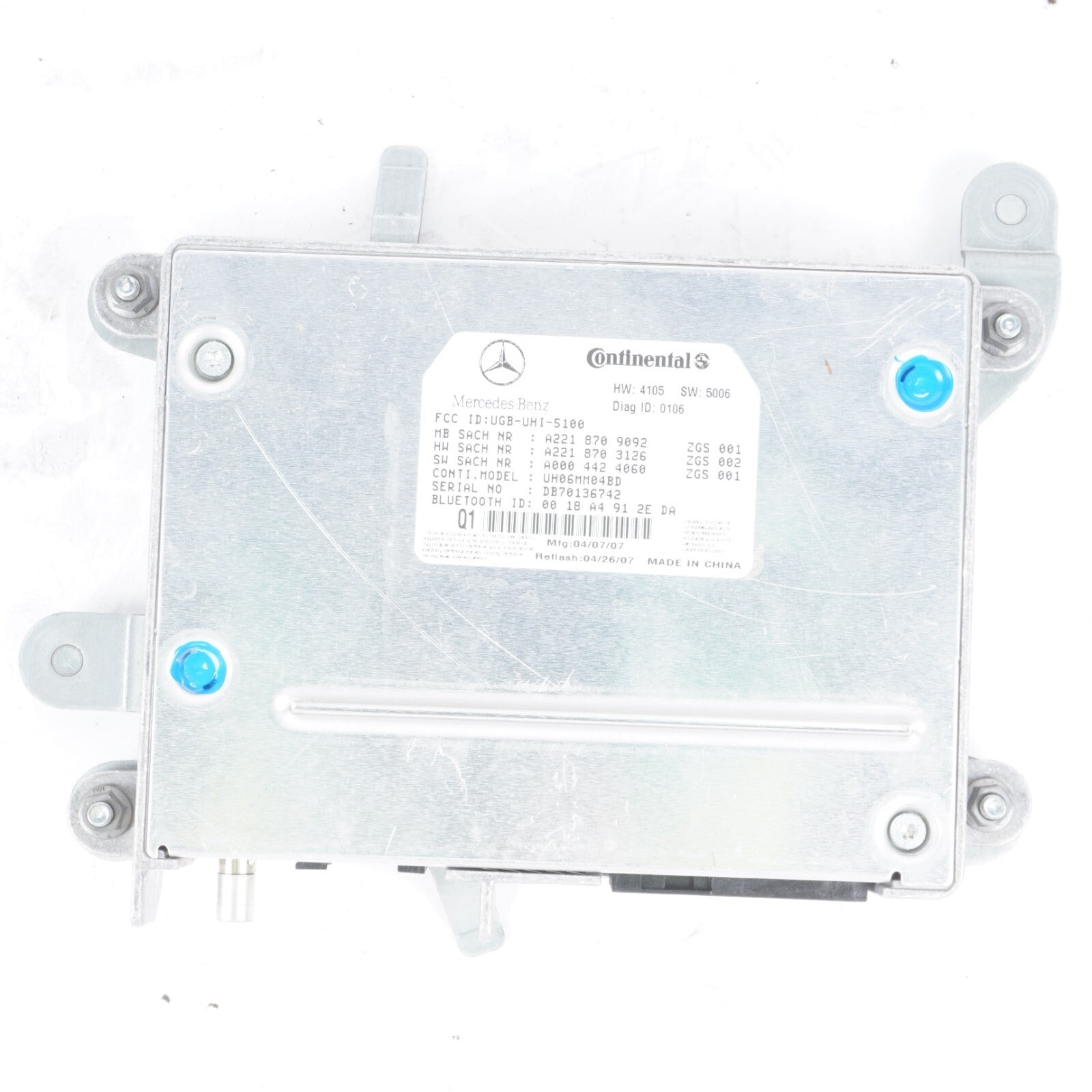 07-09 Mercedes W221 S550 S600 Bluetooth Communication Module 2218709092 OEM