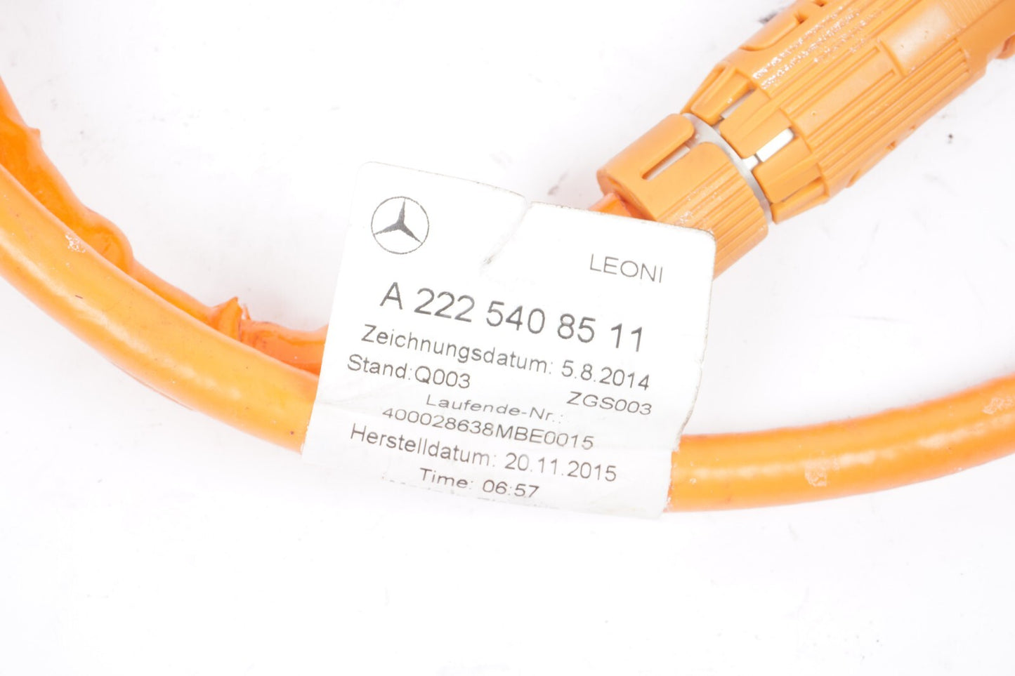 14-17 Mercedes S550e W222 Hybrid High Voltage Wire Cable A2225408511 OEM