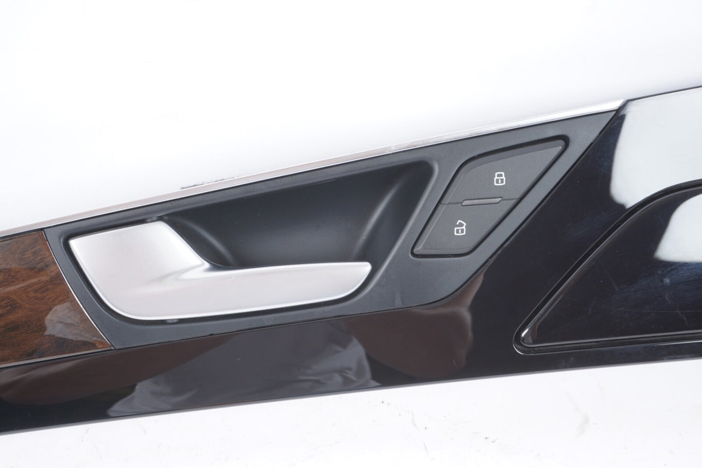 2011-2014 AUDI A8L REAR LEFT DRIVER SIDE DOOR PANEL MOLDING WOOD GRAIN OEM