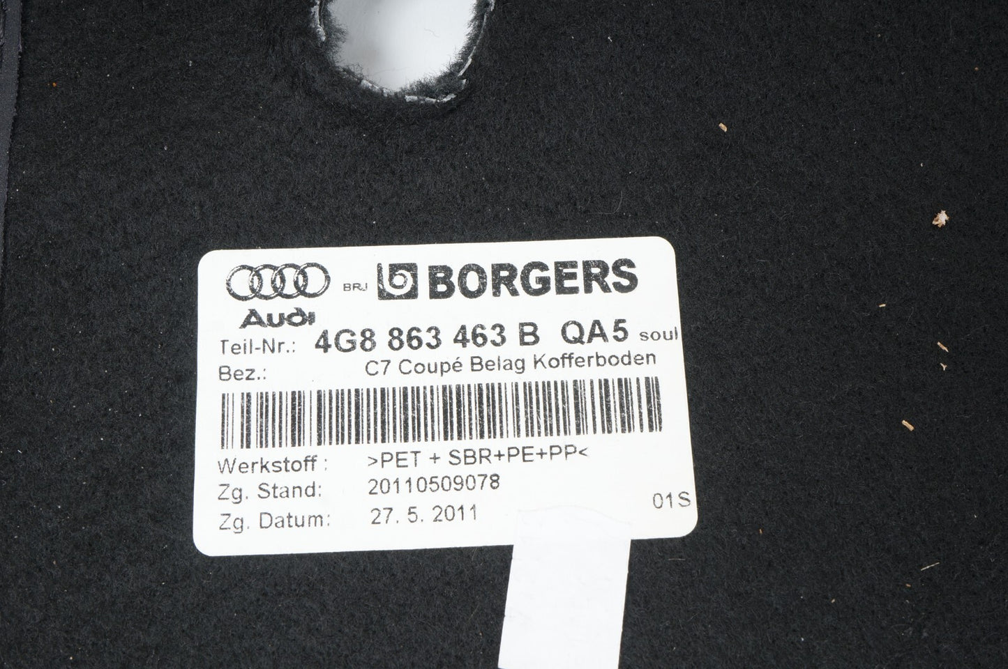2012 - 2017 AUDI A7 REAR TRUNK MAT CARGO SPARE TIRE FLOOR CARPET COVER TRIM OEM
