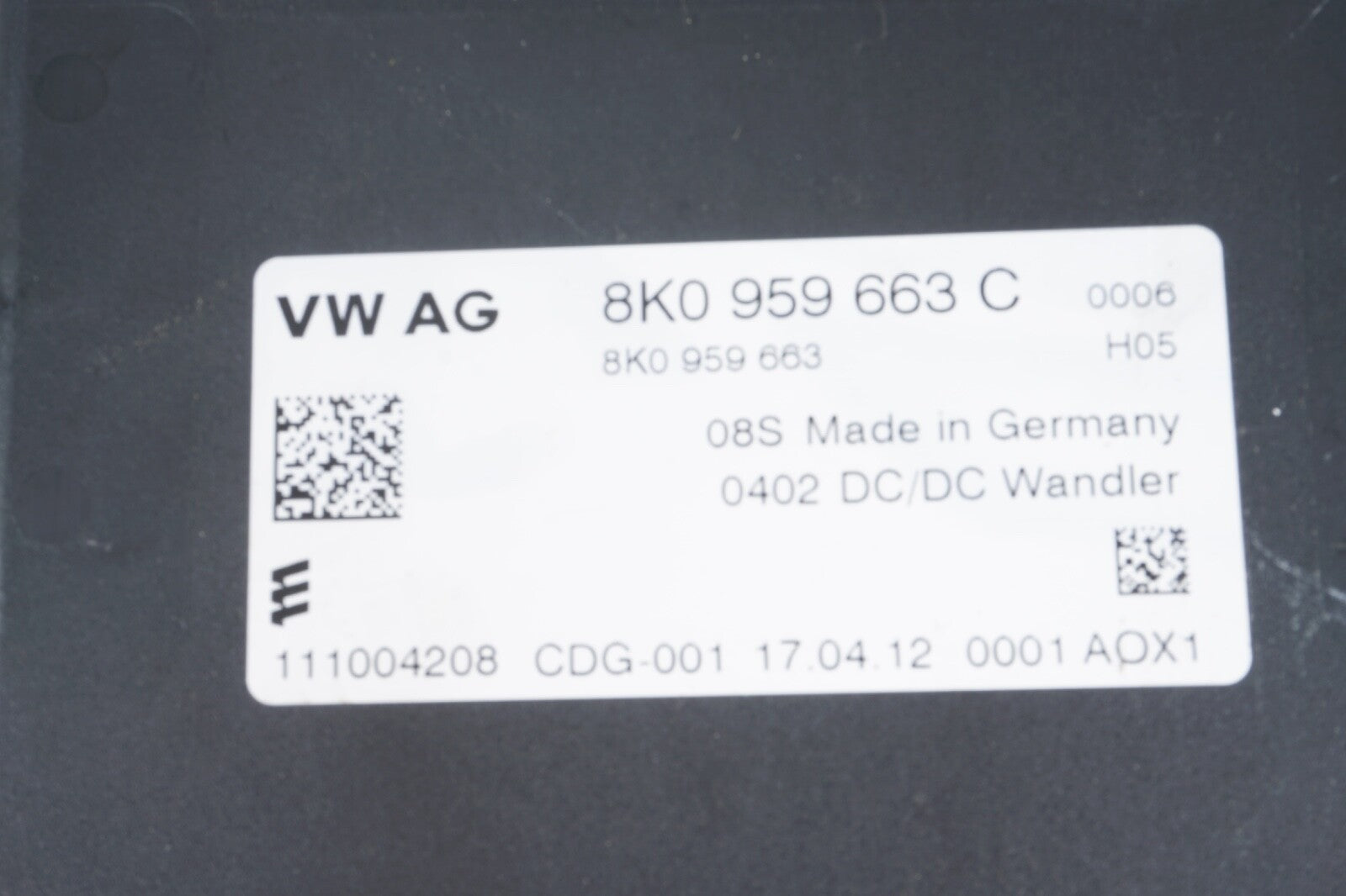 Audi Porsche Lamborghini Start/Stop Transformer Control 8K0959663C