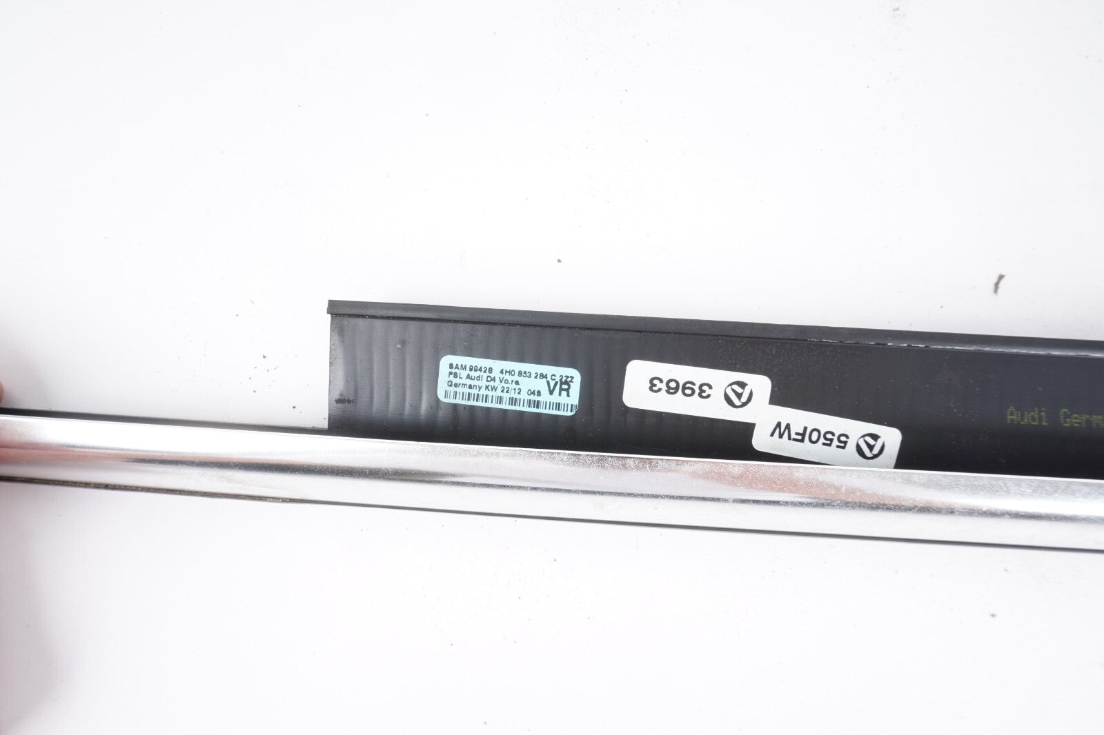 11-17 AUDI A8L FRONT RIGHT PASSEGER SIDE DOOR WINDOW BELT MOLDING CHROME OEM