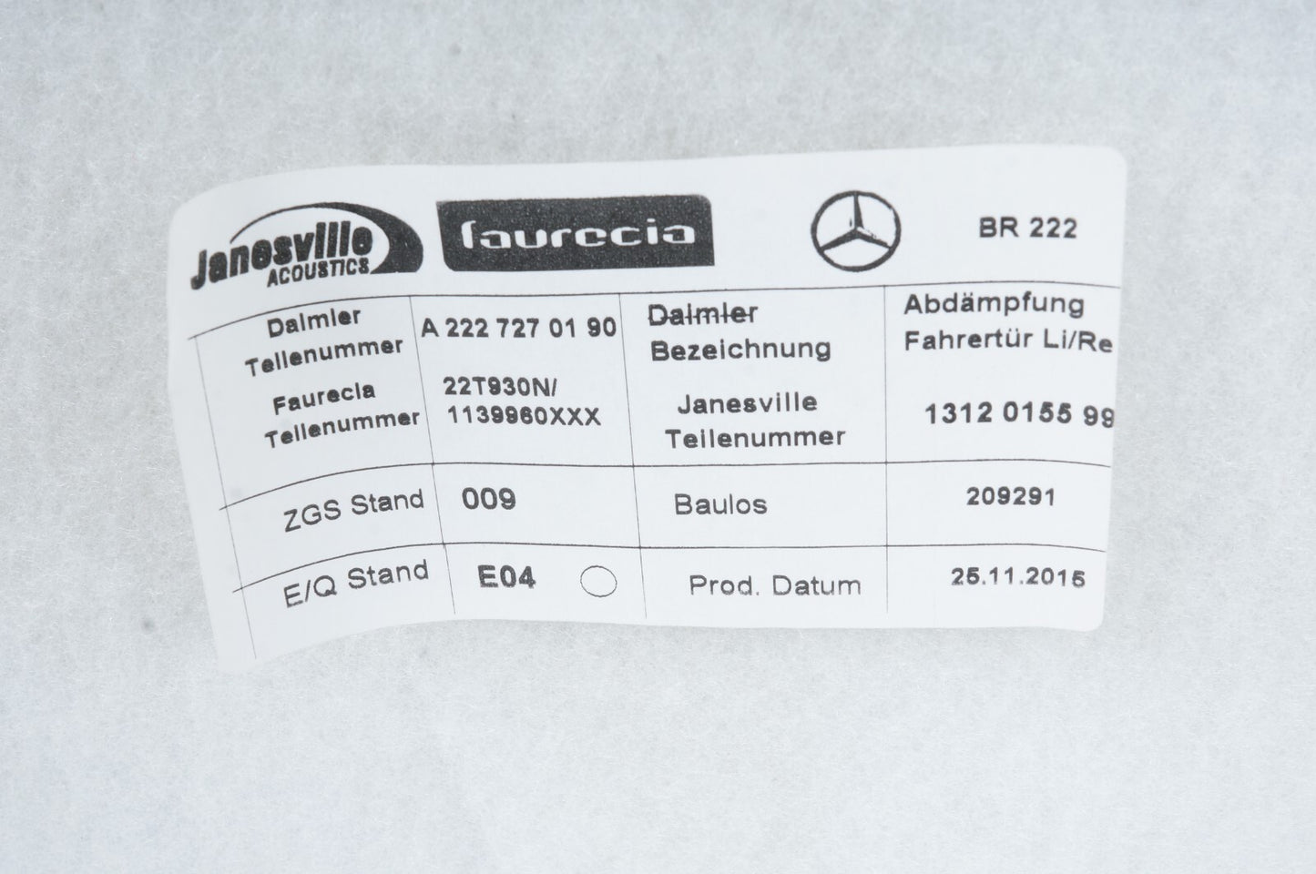2014 - 2017 Mercedes W222 S500 FRONT RIGHT PASSENGER DOOR PANEL TRIM OEM