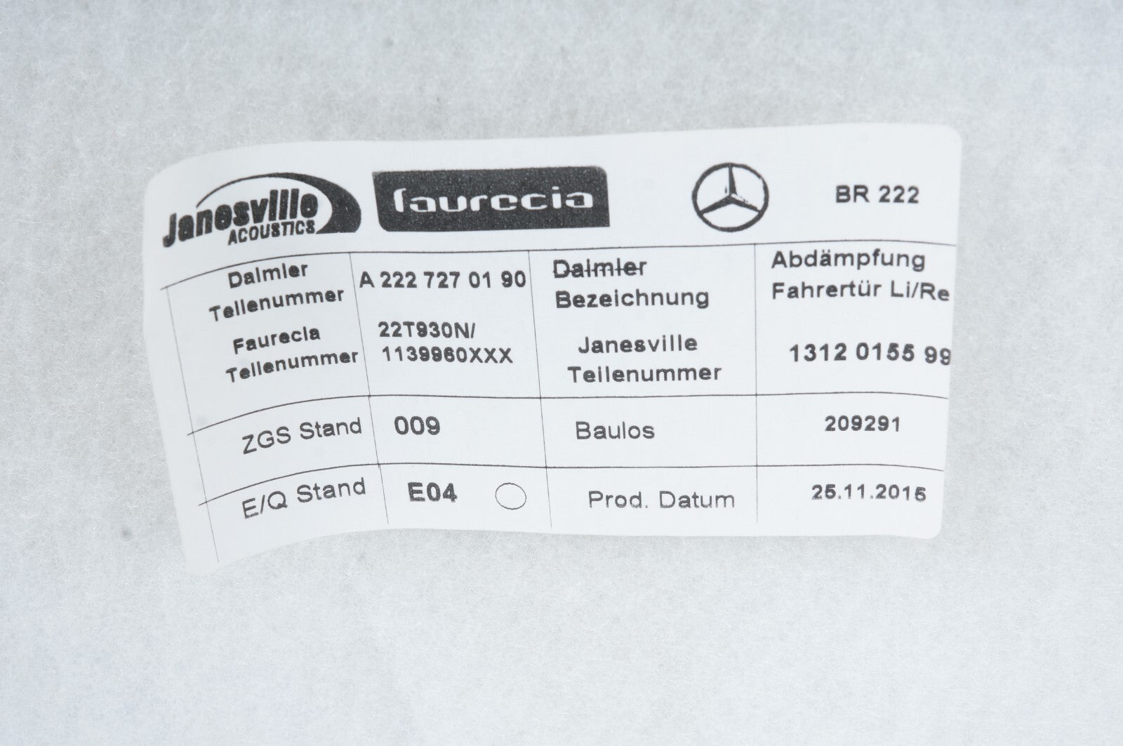2014 - 2017 Mercedes W222 S500 FRONT RIGHT PASSENGER DOOR PANEL TRIM OEM