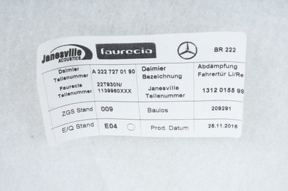 2014 - 2017 Mercedes W222 S500 FRONT RIGHT PASSENGER DOOR PANEL TRIM OEM