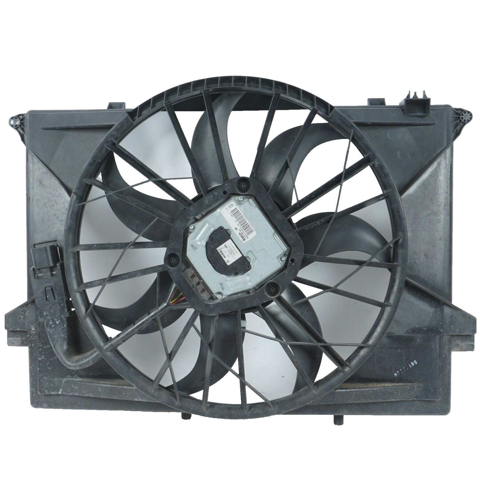 03 - 12 Mercedes R230 SL500 SL550 Engine Cooling Radiator Fan Motor Shroud Assy
