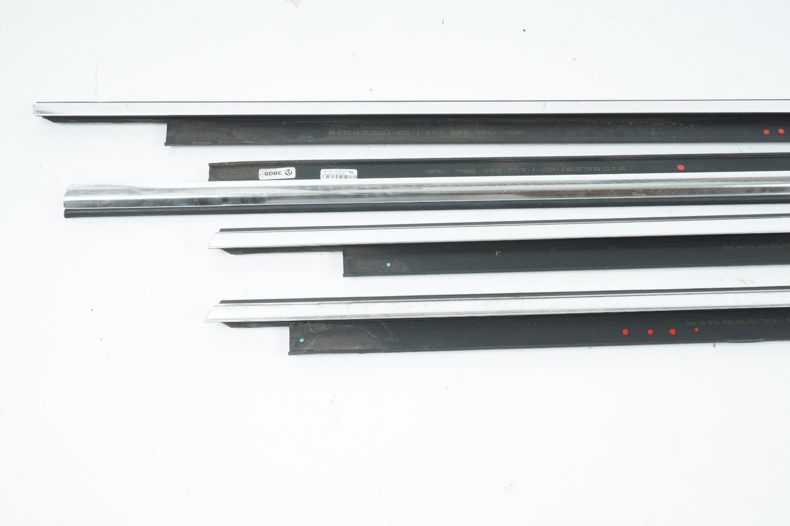 2012 - 2017 AUDI A7 DOOR WINDOW BELT MOLDING FRONT & REAR SET OEM